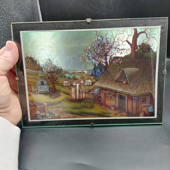 4 Vintage 1980s Framed Foil Art Pictures Volkswanderung StelzfuB St Wendel - Picture 9 of 10